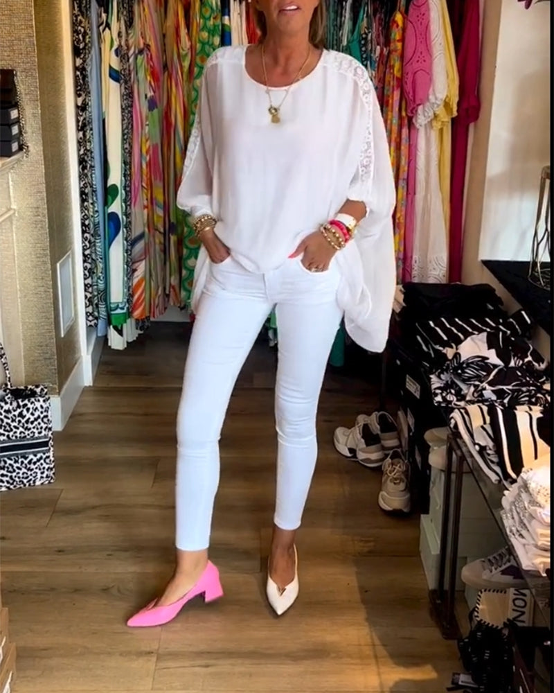 3/4-ärm enfärgad oregelbunden topp