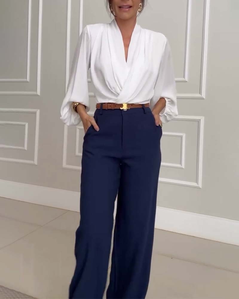 Byxor avslappnad enfärgad ficka