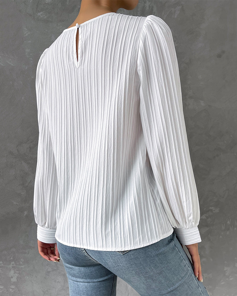 Leanna | Lantern Sleeve Solid Blus