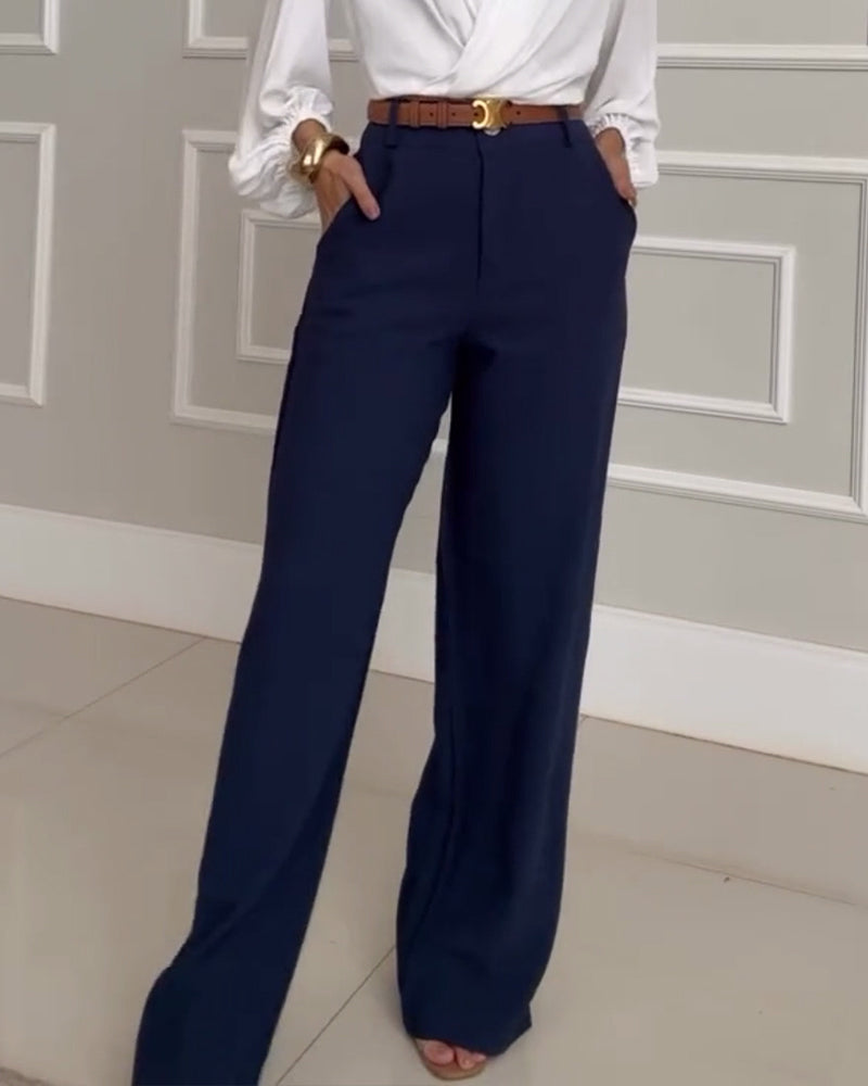 Byxor avslappnad enfärgad ficka