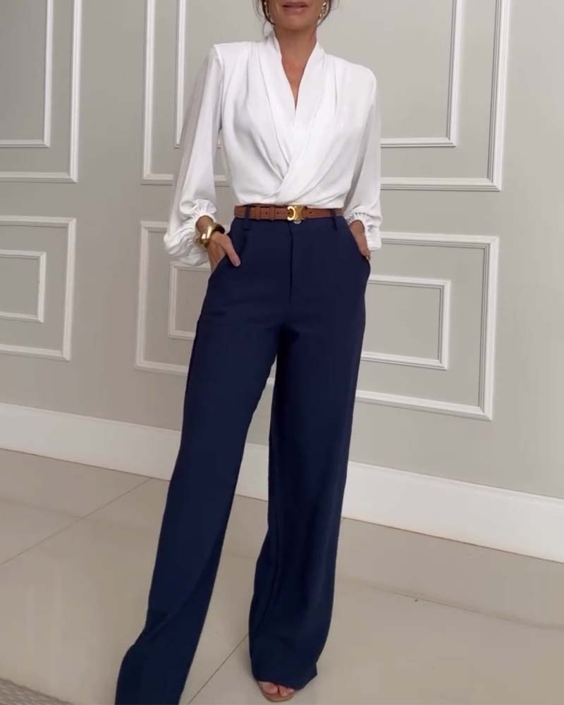 Byxor avslappnad enfärgad ficka