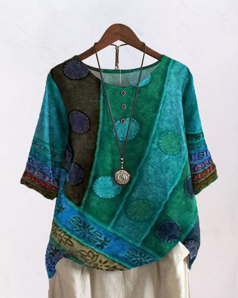 Avslappnad topp med halv ärm