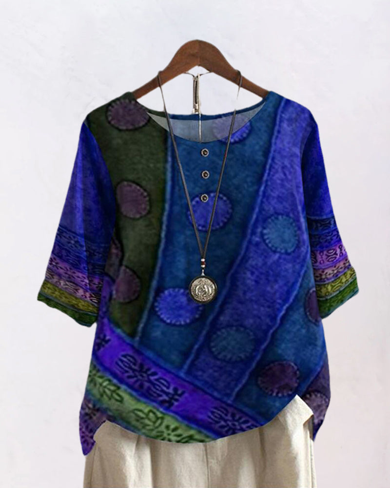 Avslappnad topp med halv ärm