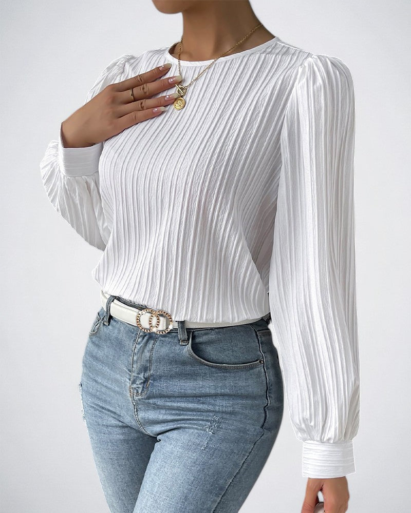 Leanna | Lantern Sleeve Solid Blus