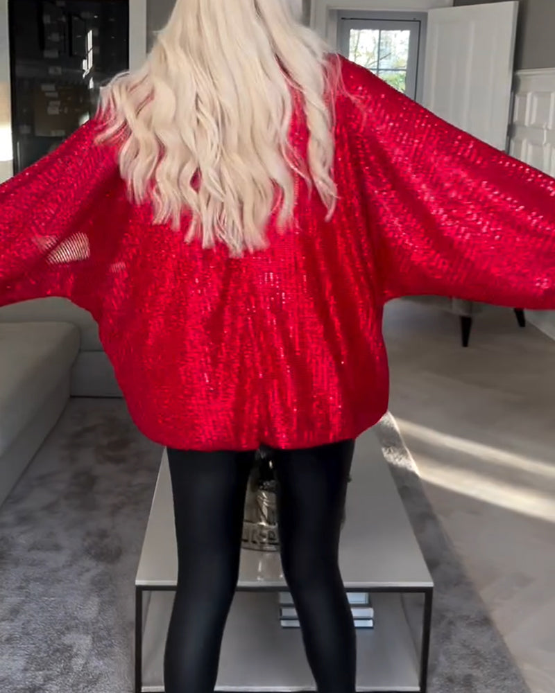 Ballongärm med rund halsad paljett topp